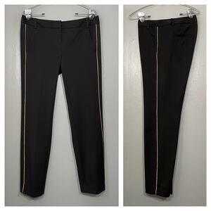 Express Columnist Trousers Size 6 Black Gold Side Stripe Pants Office Glam Party
